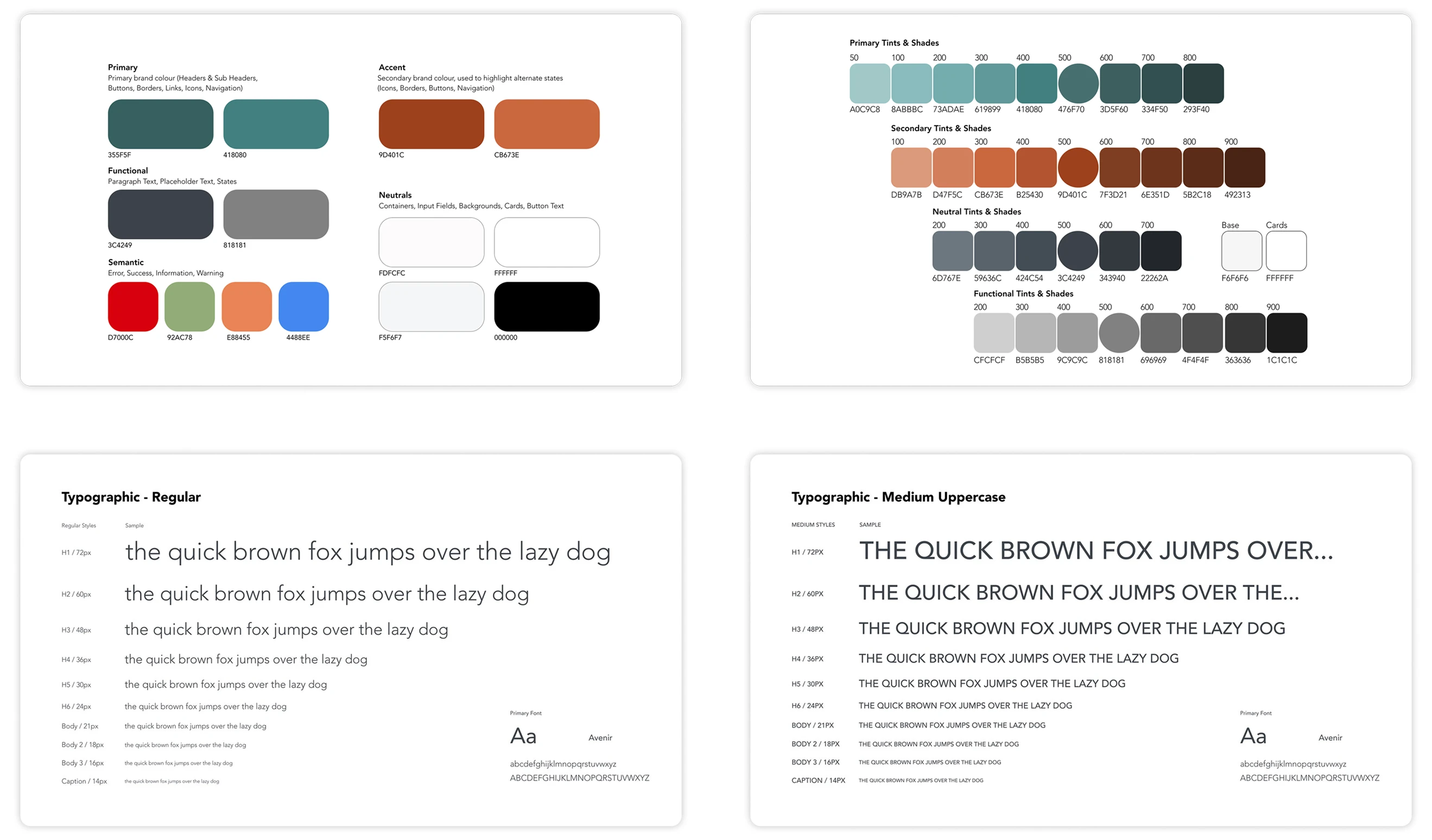 Colour palette and typography system