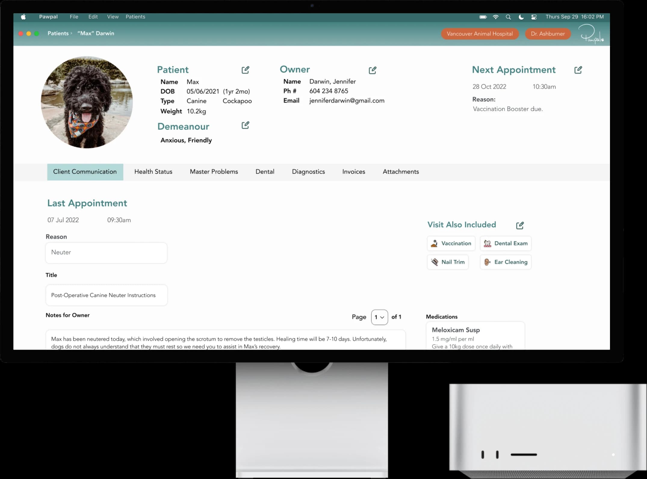 Veterinarian interface